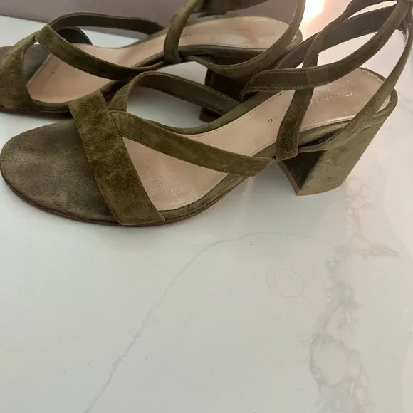 Gianvito Rossi Green Strappy Sandals block heel - Picture 3 of 5
